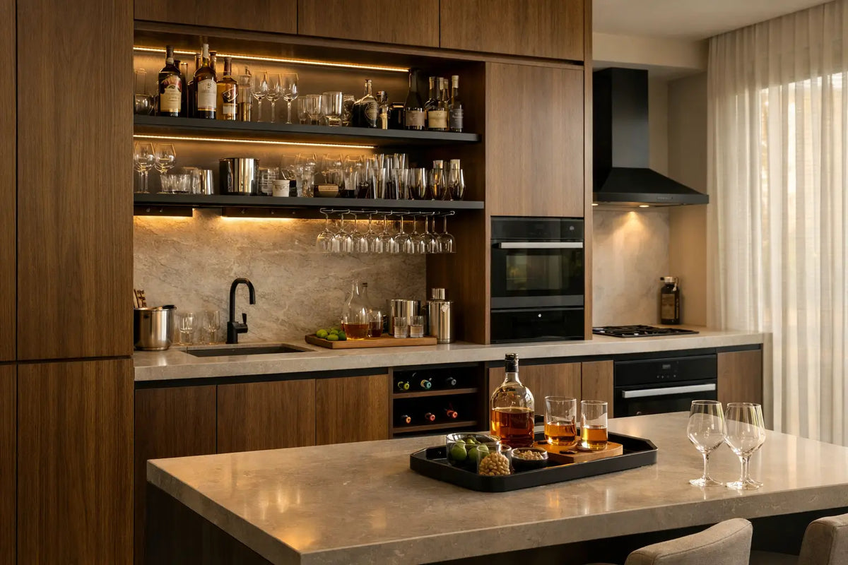 Mueble bar a medida para reuniones que fluyen