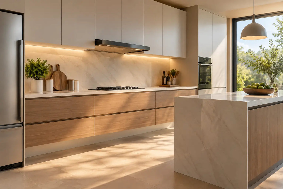 Cocinas con gabinetes flotantes para vivir mejor