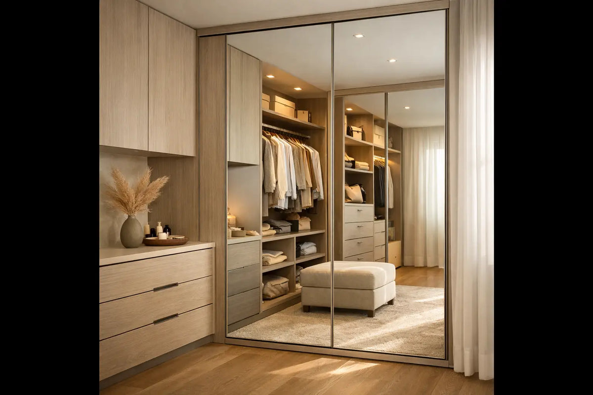 Closets con espejos integrados: luz y orden