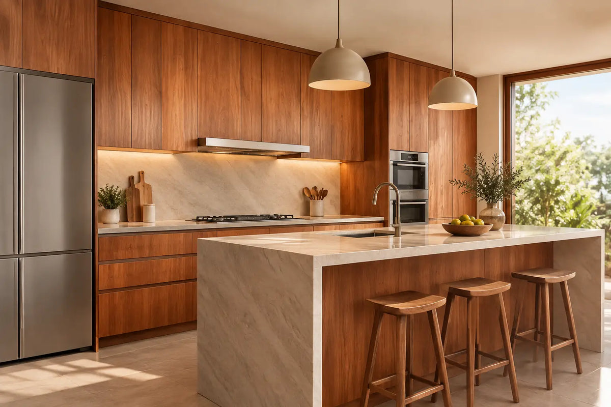 Cocinas en madera de cedro con diseño a medida