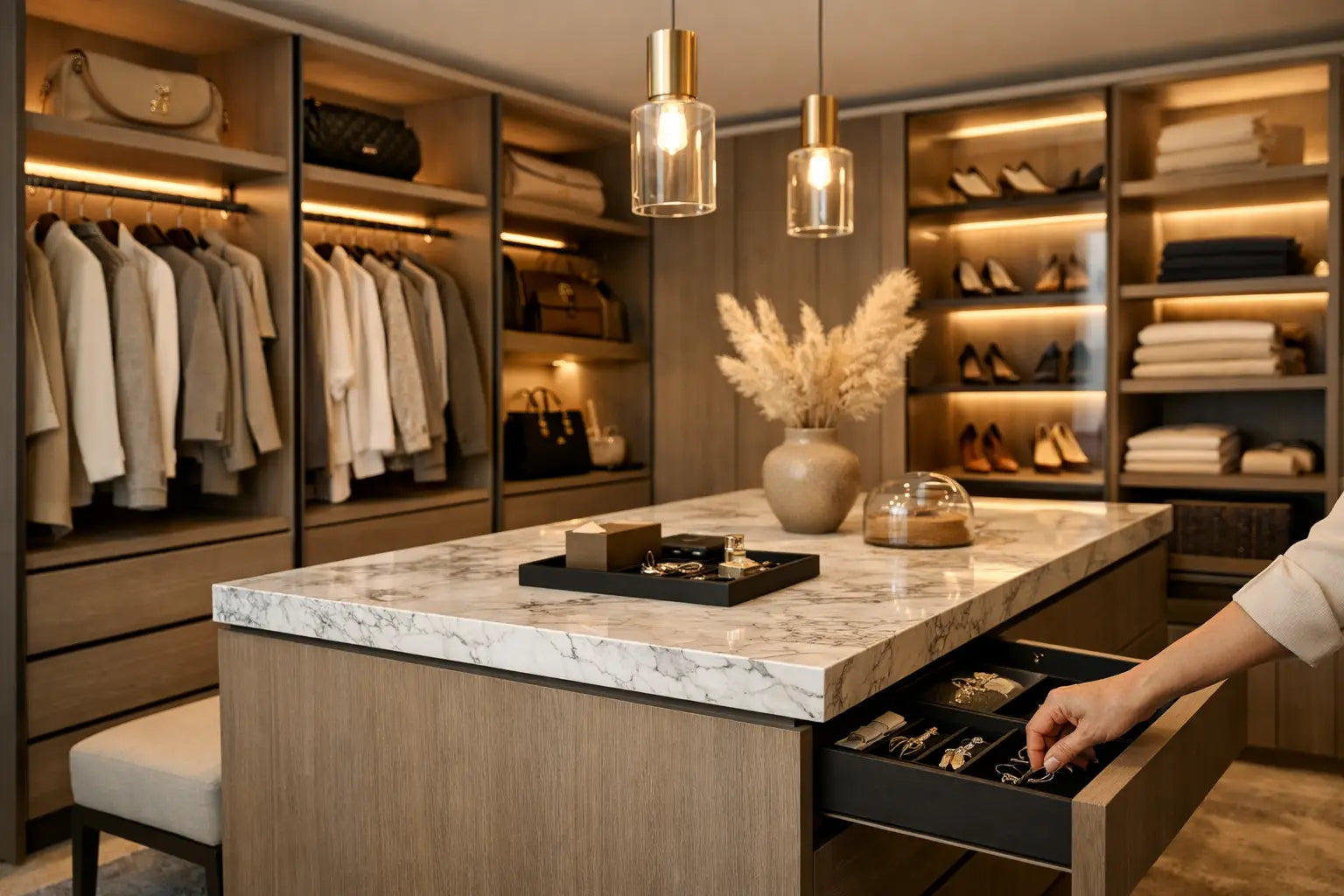 Diseños de walk in closet de lujo que sí funcionan