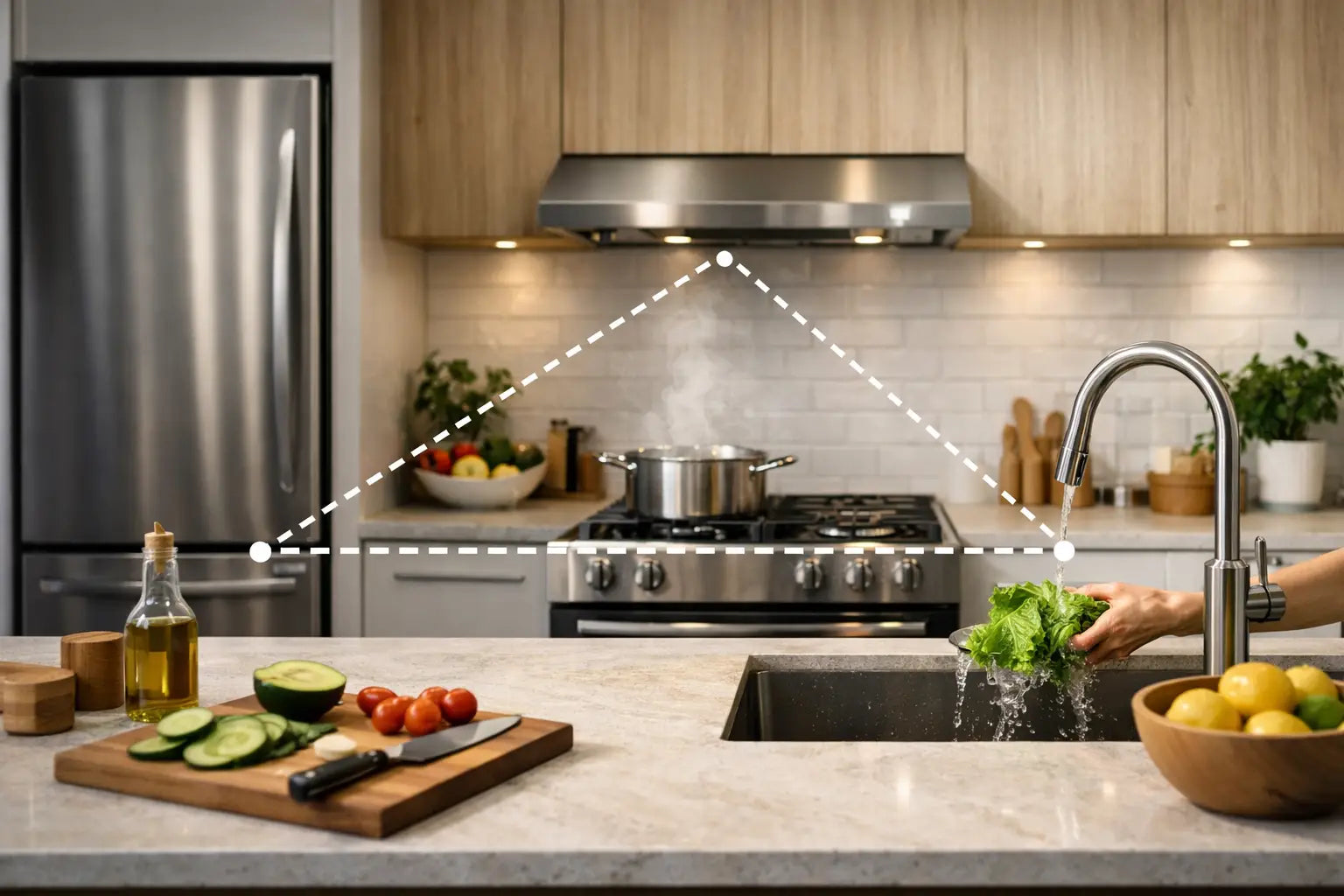 Cómo diseñar bien el triángulo de tu cocina