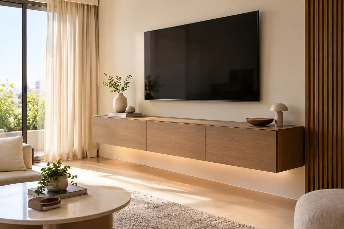 Mueble flotante para TV que libera tu sala