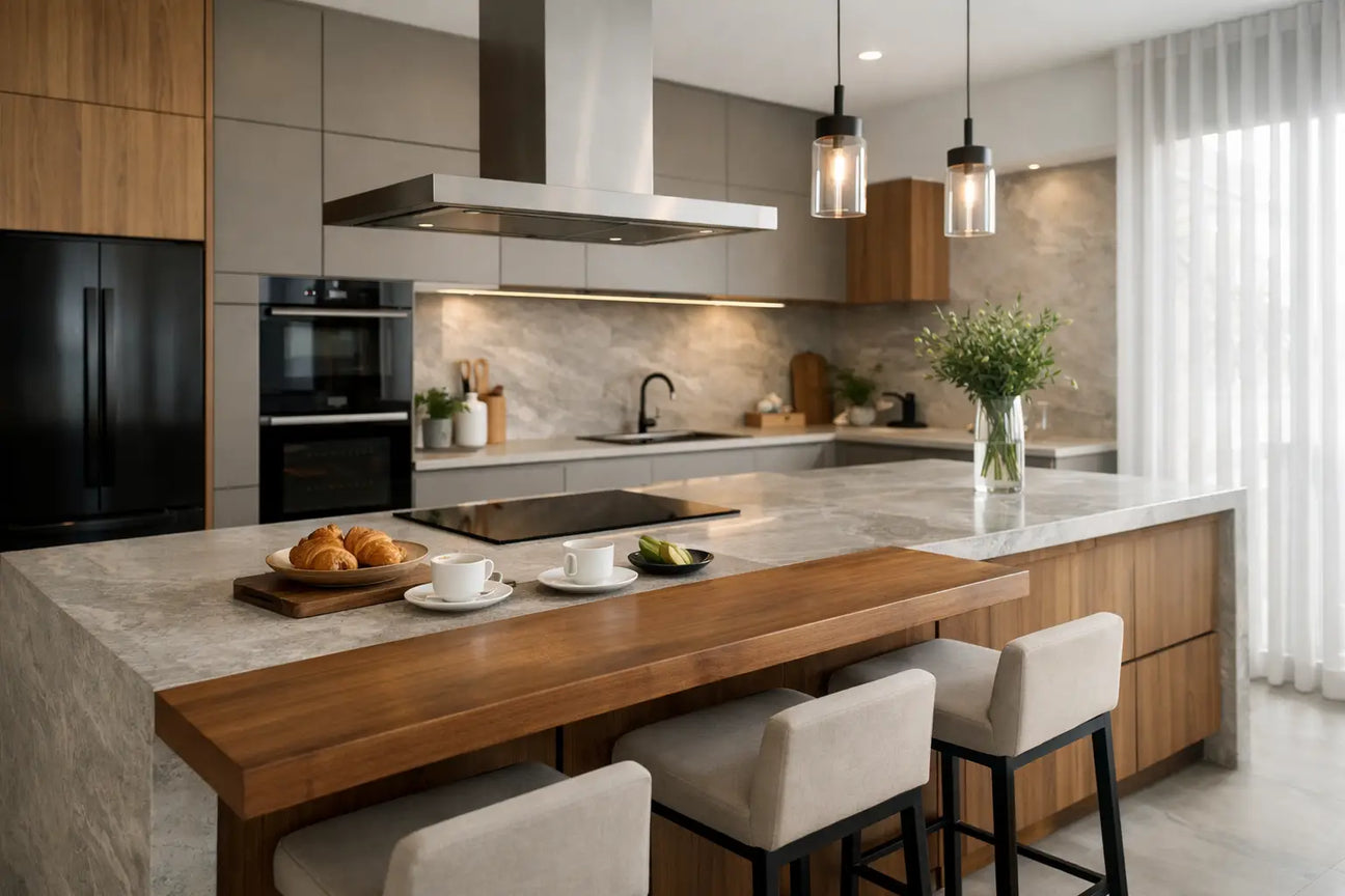 Cocinas modernas con isla y desayunador