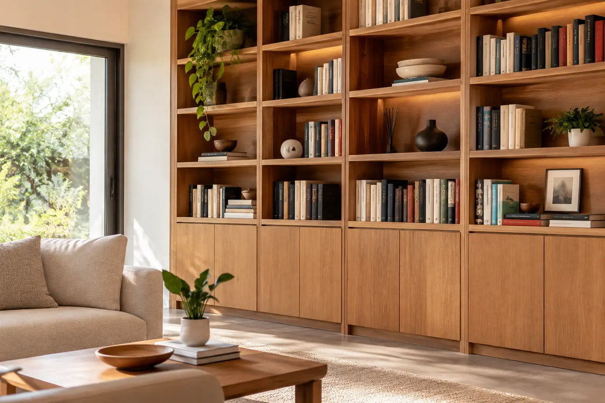 Biblioteca en madera a medida para tu hogar