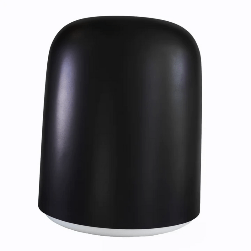 Campana de isla cilíndrica AirOn Rainbow IAR-833 en negro mate, vista de perfil del cuerpo de 41 cm