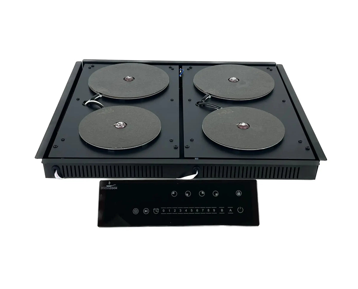Cooktop de inducción invisible Invisacook de 4 quemadores con panel de control táctil para montaje bajo encimera