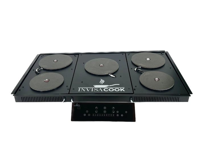 Cooktop de inducción invisible Invisacook de 5 quemadores con controlador táctil, sistema de cocción invisible bajo encimera