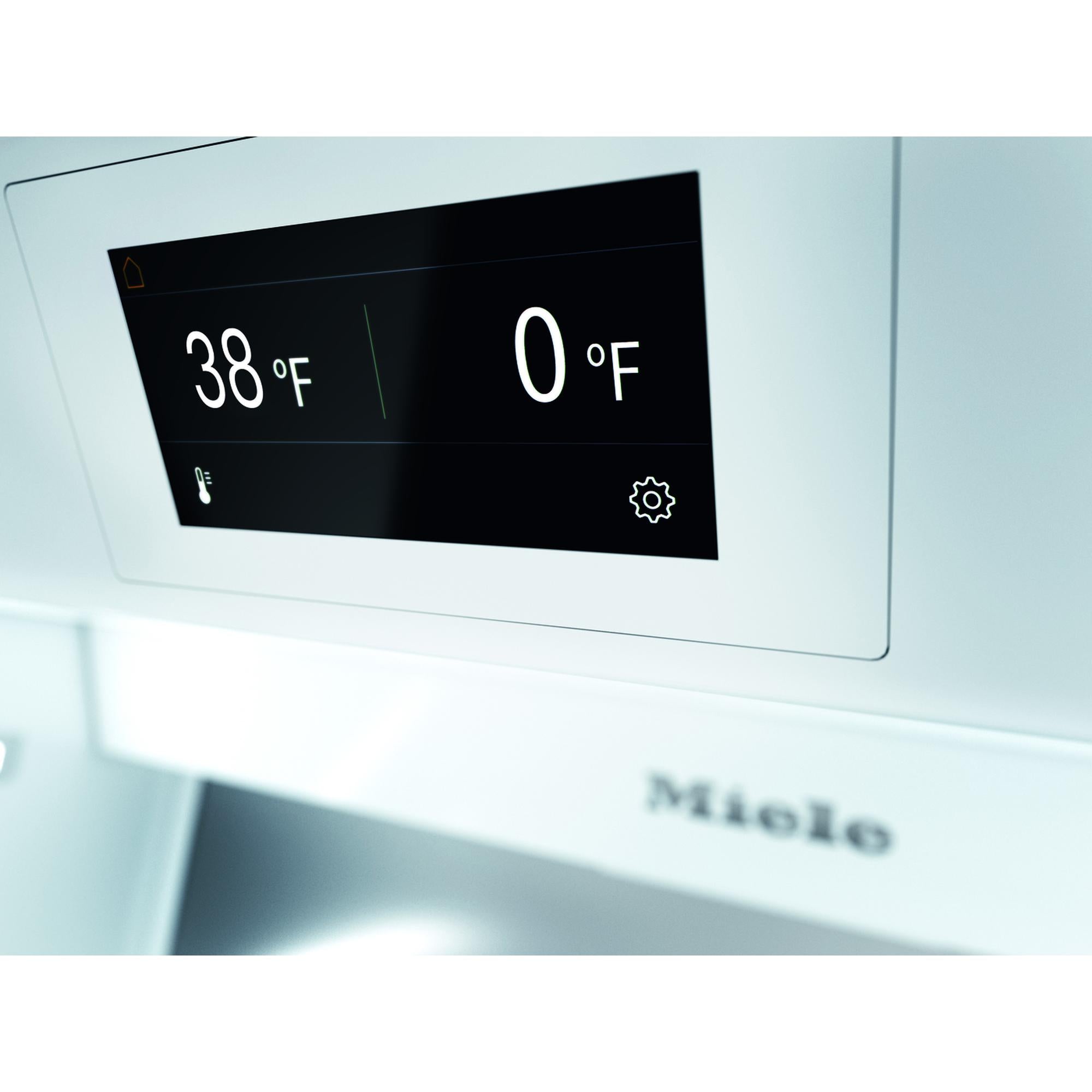 Pantalla TFT MasterSensor del Miele KF 2902 Vi mostrando temperaturas de refrigerador y congelador
